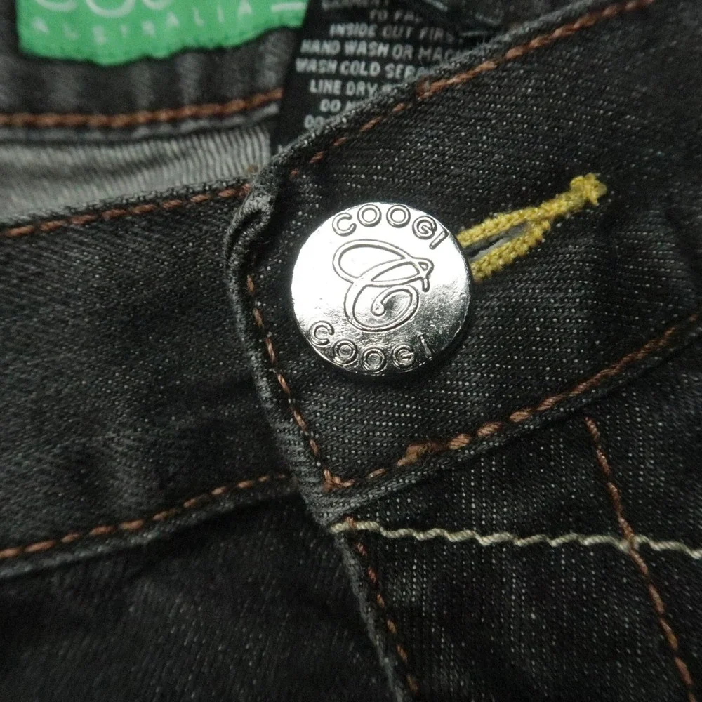 Coogi Jeans Mens 40x34‎ Black Straight Baggy Embroidered Pockets 5 Pocket